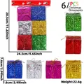 Lot de 6 ornements de Noël boîte cadeau holographique colorée pour sapin de Noël - 迷你礼包挂件(XR-8) / Lot de 6 / Coloré