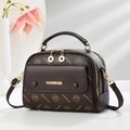 Classic dark coffee patterned leather satchel bag with top handle and detachable strap - 22*11*17 / Coffee