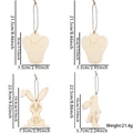 Set of four DIY Easter bunny wooden ornaments with hanging ropes and engraved details - Rabbit and Paw Wood Slices