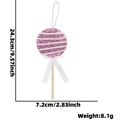 Lecca-lecca glitterato rosa per albero di Natale con fiocco e dimensioni - Stile a Righe / Rosa