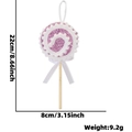 Lecca-lecca di Natale con paillettes rosa, fiocco bianco e cordino per appenderlo - Stile a Spirale / Rosa