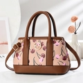 Bolso tote vintage con estampado de cerezas para mujer con asas y correa al hombro - Caqui oscuro