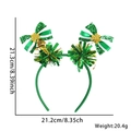 Green St. Patrick's Day headband with shamrock bows and tinsel pom poms decoration - Shamrock White Green Bowtie Style