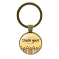 Detail of custom antique bronze keychain pendant with thank you message for teacher - Thank You Yellow Hand Drawn Style (JY00501-5)