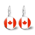 Canadian flag drop earrings featuring a silver metal lever-back design and glass dome - Canada Flag - Silver (JY00435-2)