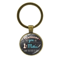 Teacher appreciation bronze keychain with round glass pendant and inspirational quote - Teachers Like You 1 In A Million (JY00501-12)