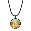 Macro detail of Hindu deity Vishwakarma pendant with black leather cord necklace - Vishwakarma Style (JY00619-3)
