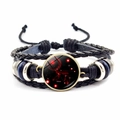 Bracelet multicouche en cuir fait main avec cabochon en verre du signe Cancer - Cancer