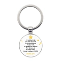 Detail of silver metal keychain with inspirational teacher appreciation poem on round pendant - Pentagram Verse Style (JY00498-5)