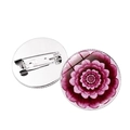Detailed view of mandala glass dome brooch with purple floral pattern and metal pin back - Purple Multi-Layer Gradient Flower (JY00533-3)