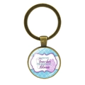 Portachiavi vintage in bronzo per insegnanti con decoro floreale e dedica di ringraziamento - Scritta Floreale (JY00500-2)