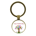 Dettaglio portachiavi in bronzo antico con motivo ad albero di lettere Happy Teacher's Day - Albero dell'Alfabeto (JY00500-4)