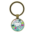 Détail du porte-clés bronze pour enseignant avec dôme en verre floral et message de merci - Témoignage Peint à la Main (JY00500-10)