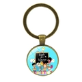 Détail d'un porte-clés en bronze vintage avec illustration en verre Thank You Teacher - Scène de Classe (JY00500-11)