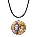 Detailaufnahme der Shiva- und Parvati-Kette mit schwarzer geflochtener Kordel - Shiva und Parvati Bunter Stil (JY00559-3)