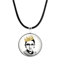 Collier pendentif en verre Ruth Bader Ginsburg avec cordon noir et cadre argenté - Argent (JY00900)