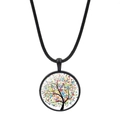 Collana con ciondolo Albero della Vita minimalista con numeri colorati e cordino - Albero digitale colorato (JY00629-2)