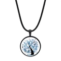 Dettaglio di un ciondolo albero della vita in vetro con fiocchi di neve su cordino nero - Albero della vita del fiocco di neve (JY00629-4)