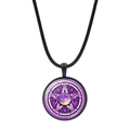 Collana tripla luna e pentacolo con motivo mistico viola su cordino nero intrecciato - Pentagramma Luna Viola (JY00646-1)
