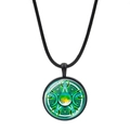 Collana con ciondolo a cupola in vetro tripla luna pentacolo e cordoncino nero - Triquetra Verde Blu (JY00646-2)