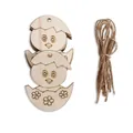 Unfinished wooden Easter chick in egg shell ornament with hemp rope 7.5x5.7cm - Eggshell Chick / 10 Pieces / Natural Wood Color