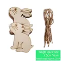 DIY Easter bunny wooden pendants with twine for festive party painting crafts - Lying Rabbit Pendant / 10 Pieces / Natural Wood Color