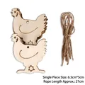 DIY unfinished chicken wooden pendant set with twine for Easter holiday crafts - Hen Pendant / 10 Pieces / Natural Wood Color