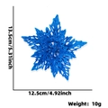 Blue glitter snowflake ornament for Christmas tree decor, size 13.5x12.5cm 10g - 13cm / Dark Blue