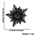 Sparkling black glitter snowflake ornament for Christmas tree decor, size 13.5cm - 13cm / Black