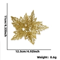 Golden glitter hollow Christmas flower ornament 11cm x 12.5cm for tree decoration - 13cm / Gold