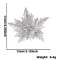 Silver glitter hollow star flower decoration for Christmas tree, 13cm width size - 13cm / Silver