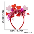 Valentine's heart headband with glitter sequins and pink tinsel, 22x20cm size view - Multiple Hearts Ribbons