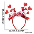 Sparkly red glitter heart headband with tinsel for Valentine's Day party outfits - Heart Red Radiant