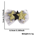 Black and gold star bow hair clip with mesh base for New Year party decorations - Star Bow Style