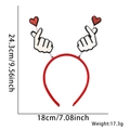 Red heart headband with glitter heart finger gesture and dimensions 24.3cm by 18cm - Hands Finger Heart