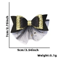 Black and gold New Year bow clip with stars and sequins, size 9x7cm for parties - New Year Hair Clip / Black Gold Bowknot