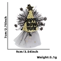 Black and gold Happy New Year party hat hair clip with glitter star and mesh veil - New Year Hair Clip / HAPPY NEW YEAR Hat
