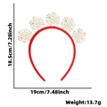 Red Christmas headband with five wooden snowflake charms and product dimensions - Snowflake Style