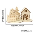 DIY Holz 3D Weihnachtshaus Puzzle Deko mit Rentier und Baum, Größe 15,5cm - Rentier Weihnachtsbaum Haus