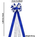 Blau-silberne Weihnachtsschleife aus Samt und Glitzer, 31 cm breit und 1,4 m lang - Silber & Blau