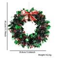 Grüner Weihnachtskranz mit roten Beeren und Weihnachtsmann-Schleife, 45,2cm x 39,8cm - Beere Weißer Rand Dunkelgrüner Kranz