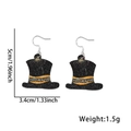 Boucles d'oreilles chapeau haut-de-forme noir brillant pour le Nouvel An avec ruban - Style de haut-de-forme du Nouvel An