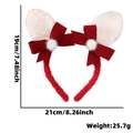 Christmas reindeer antler headband with red velvet bows and white plush balls variant - White Ears Red Headband