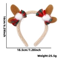 Brown reindeer antler headband with plaid bows and soft white poms, 18.5x16cm dimensions - Coffee Antlers Headband