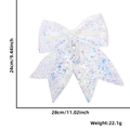 Lazo navideño blanco con lentejuelas 28 cm de ancho para decoración festiva - N.º 4 Blanco Irisado (28cmx24cm)