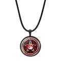 Détail du pendentif pentagramme lune triple avec cabochon en verre sur cordon - Lune Rouge Noeud Celtique (JY00646-7)
