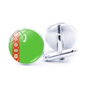 Elegant Turkmenistan flag cufflinks with polished silver base and glass dome for men - Turkmenistan Flag (JY00542-1)