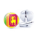 Polished silver cufflinks featuring Sri Lankan flag under clear glass dome for men - Sri Lanka Flag (JY00542-2)