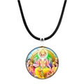Ganesha religiöse Glas-Kuppel Halskette mit schwarzer Kordel und silbernem Rahmen - Vishwakarma Gott (JY00553-3)