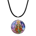 Lakshmi-Göttin-Halskette mit Glasanhänger und schwarzem Kordelband für Damen - Göttin Lakshmi Stil (JY00559-2)